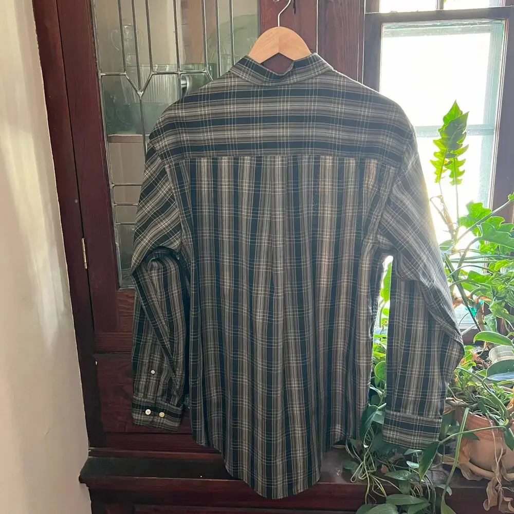 Vintage Y2K Puritan Oversized Plaid Shirt M Dark Academia Quiet Luxury Utility - Picture 10 of 17